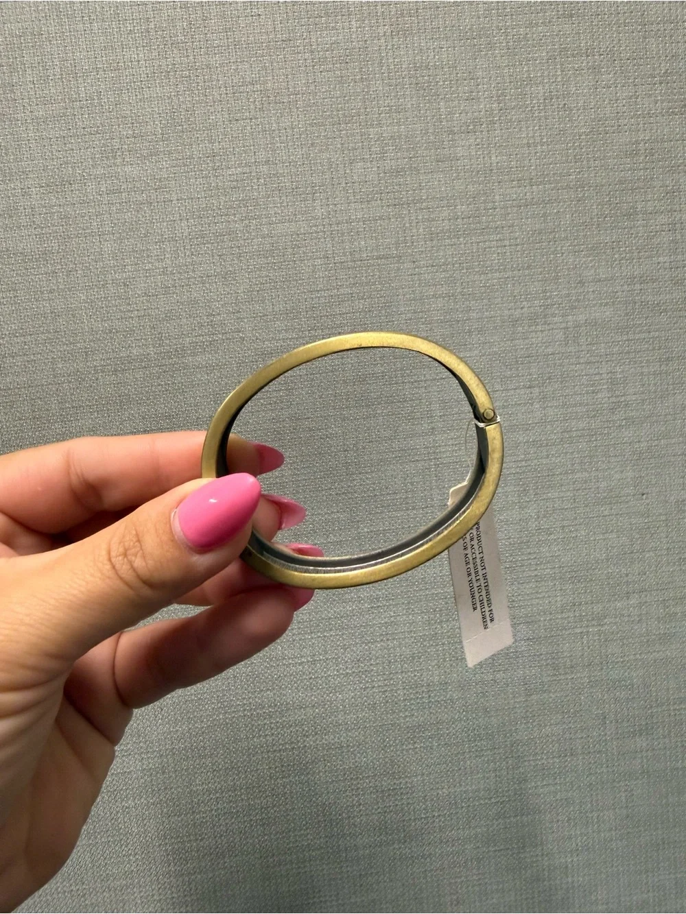 Gold-Tone Round Cuff Bracelet with Pink Accent